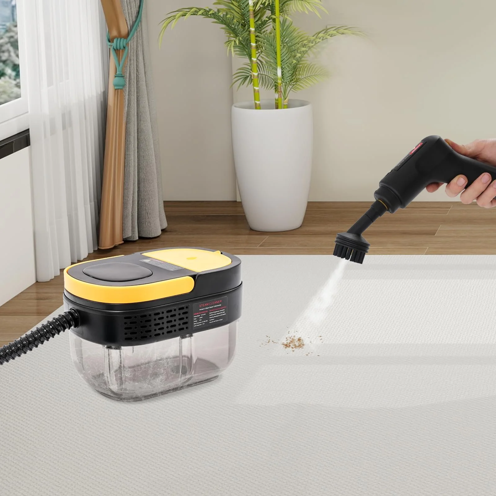 Пароочисник ручний 1500 Вт високого тиску з баком 1600 мл та 8 аксесуарами, фото №8