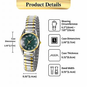 Женские часы Браслет из нержавеющей стали JewelryWe Кварцевые Аналоговые Золотые Серебряные с эластичным браслетом и большими зелеными цифрами цена на synthetic.ua - Фото 1 Женские часы Браслет из нержавеющей стали JewelryWe Кварцевые Аналоговые Золотые Серебряные с эластичным браслетом и большими зелеными цифрами synthetic.ua - Фото 1