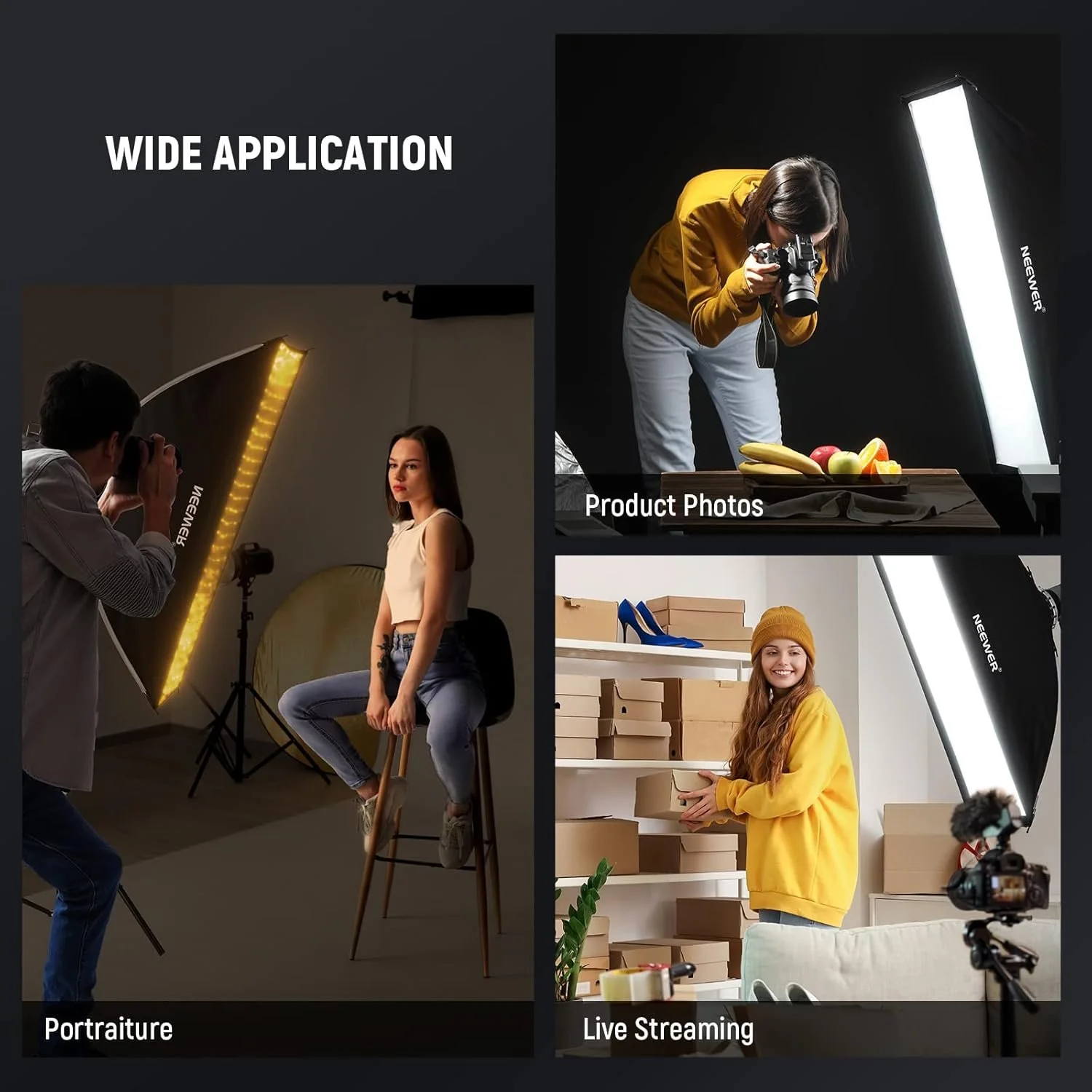 Прямокутний софтбокс Neewer / 30x120 см / Чорний, фото №7