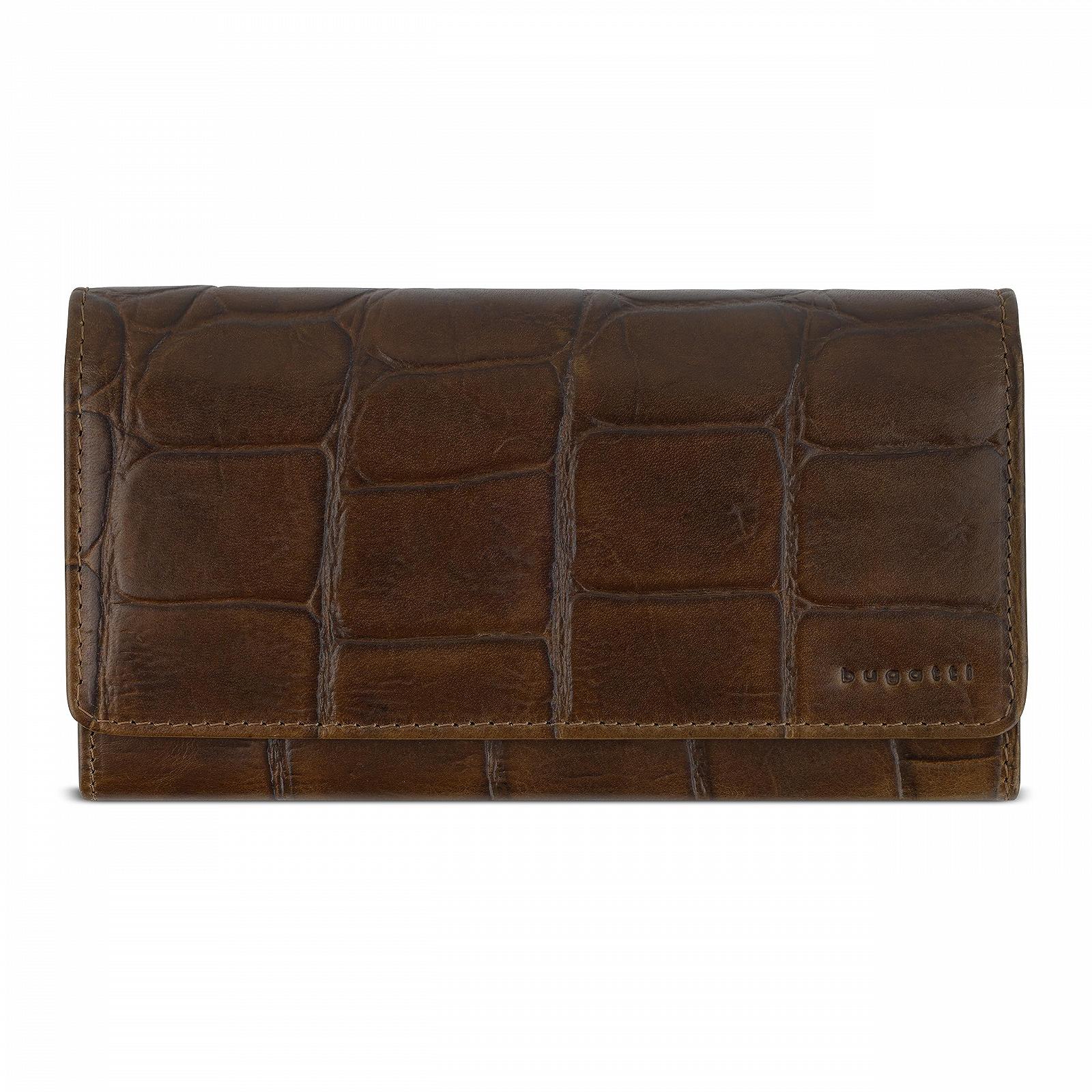 Кошелек Bugatti Nevio Женский Длинный С RFID защитой Croc Look, Cognac, большой, фото №1