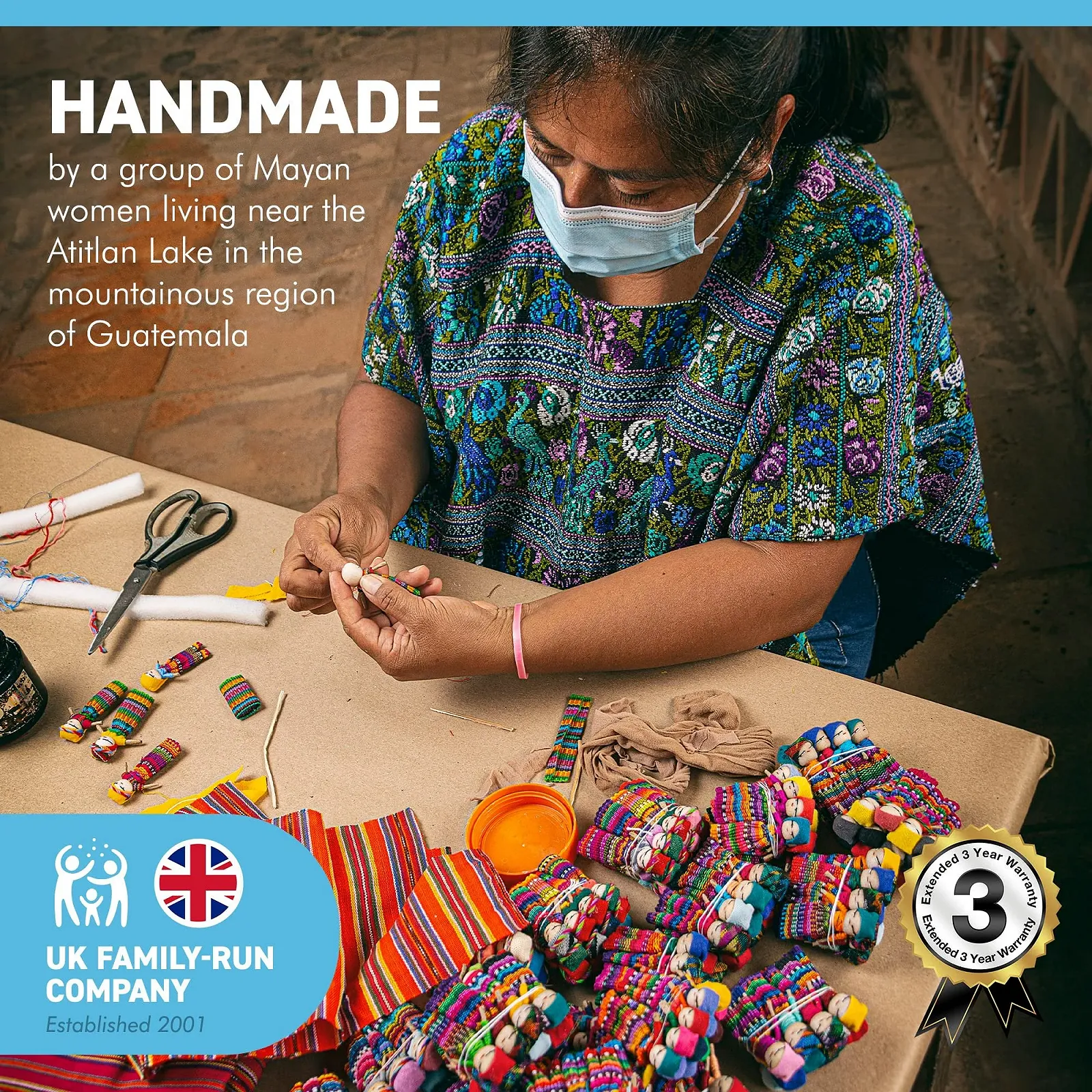 Набір Thorness 8 Гватемальських Вуджених Ляльок із барвистою сумкою для зберігання, фото №6