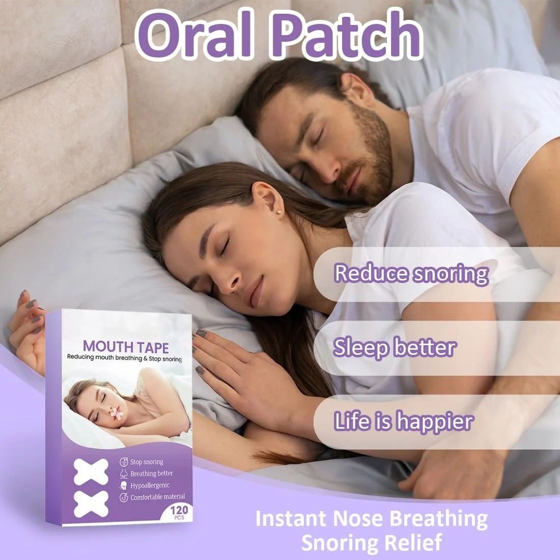Пластыри для рта для сна (120 шт. в упаковке), премиальные для рта для сна, против храпа., фото №2