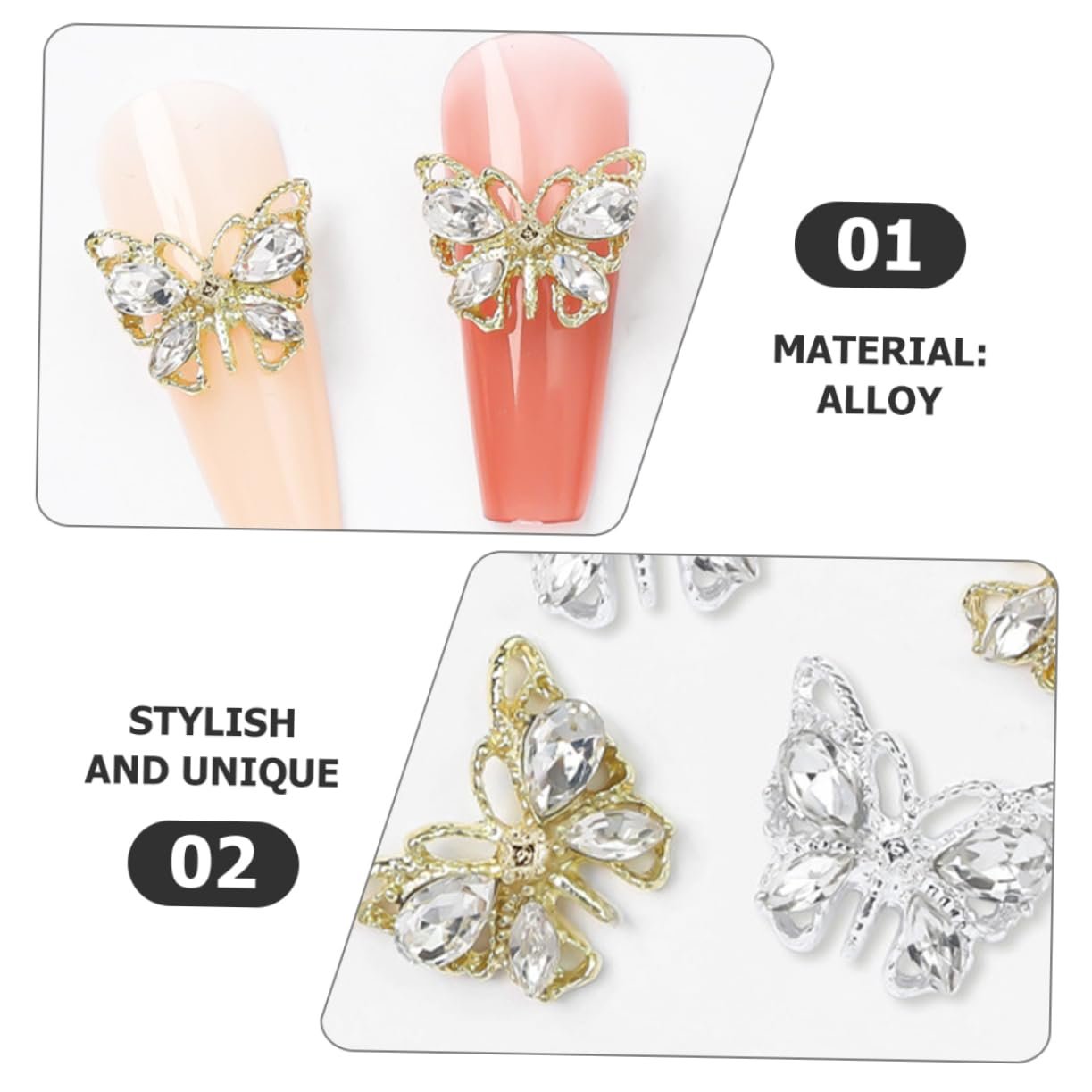 Подвески для ногтей Бабочки, 20 шт, фото №7