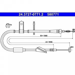 Трос стоякового гальма ATE 24.3727-0771.2 для OPEL SUZUKI VAUXHALL - Фото 1