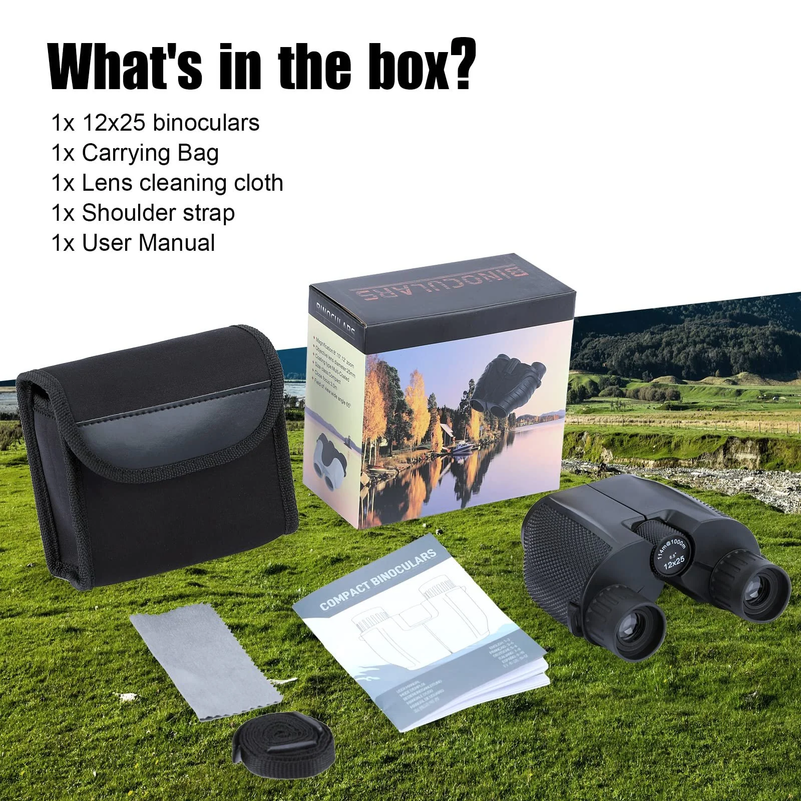 Бінокль компактний LAKWAR 12x25 портативний з нічним баченням, фото №7