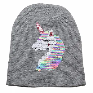 Шапка-бини Universal Textiles Детская/Девочки Двусторонняя с пайетками в виде единорога synthetic.ua - Фото 1