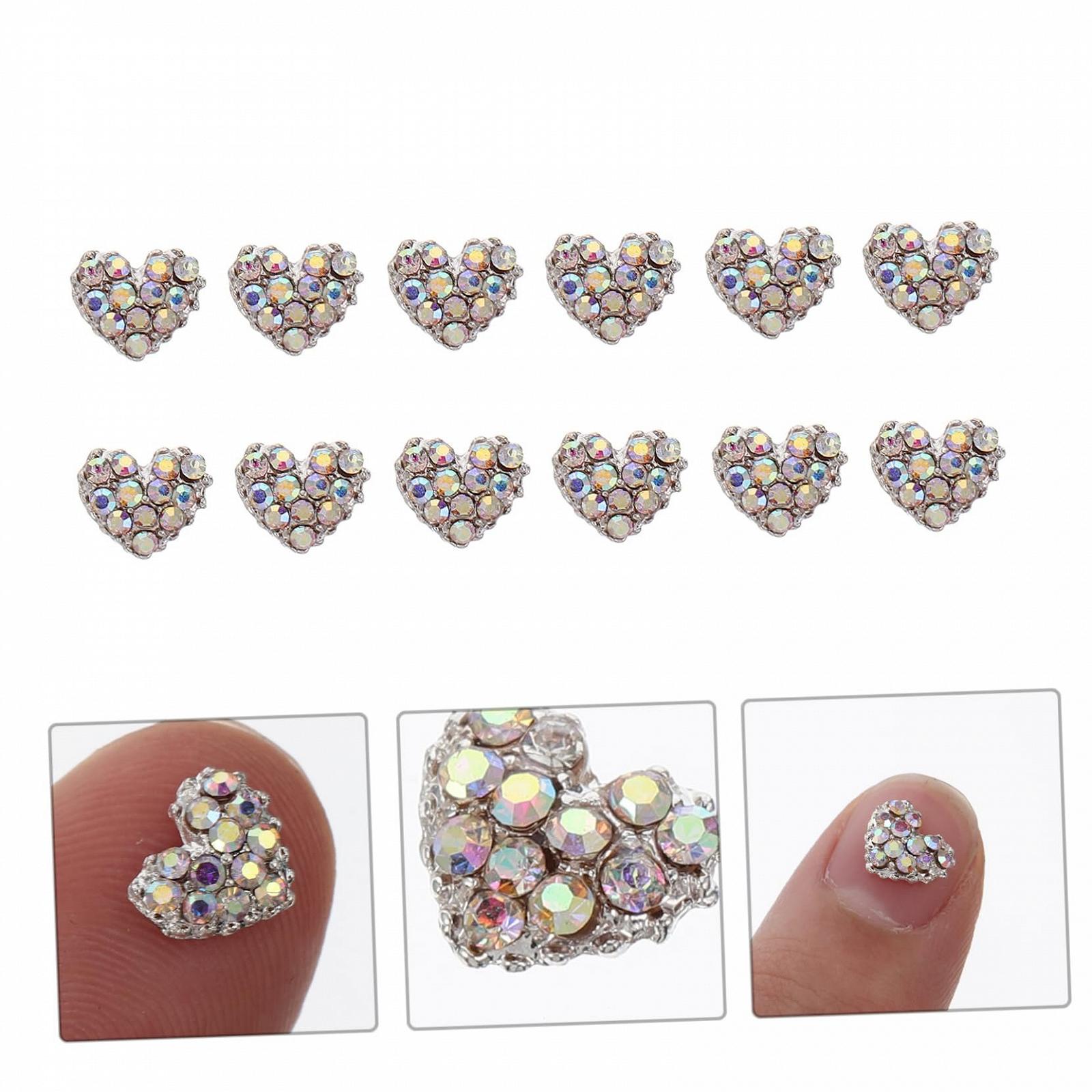 Наклейки для ногтей 3D в форме сердца Стразы Блестящие подвески для украшения ногтей, 20 шт. в упаковке, фото №6