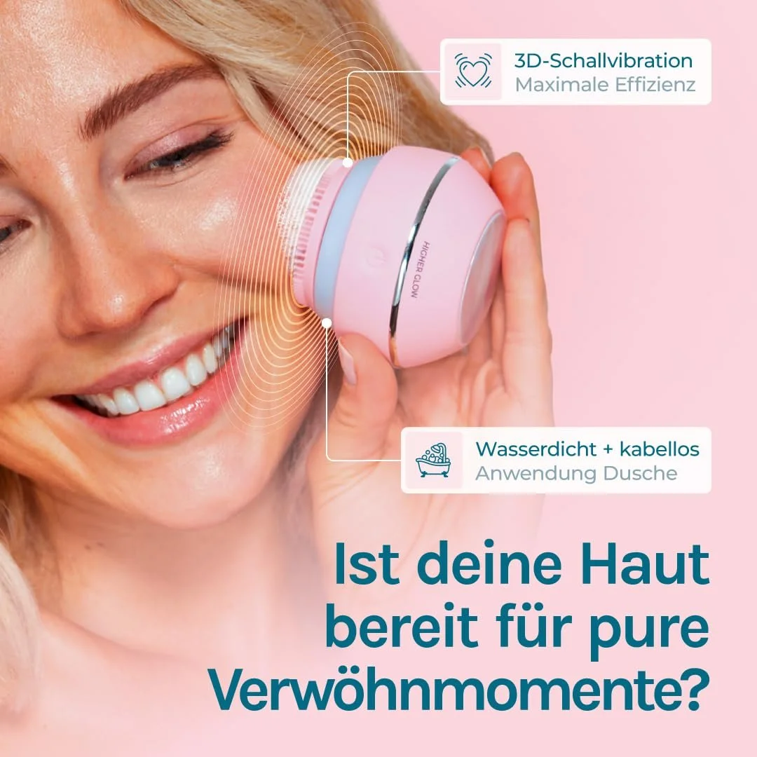 Щітка для очищення обличчя Higher Glow Силіконова 3D звукова вібрація, фото №2