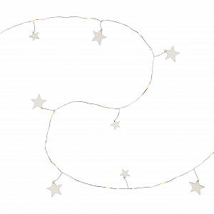 Гирлянда Lights4fun Звезда 20 LED, питание от батареек, белая, дерево synthetic.ua - Фото 1