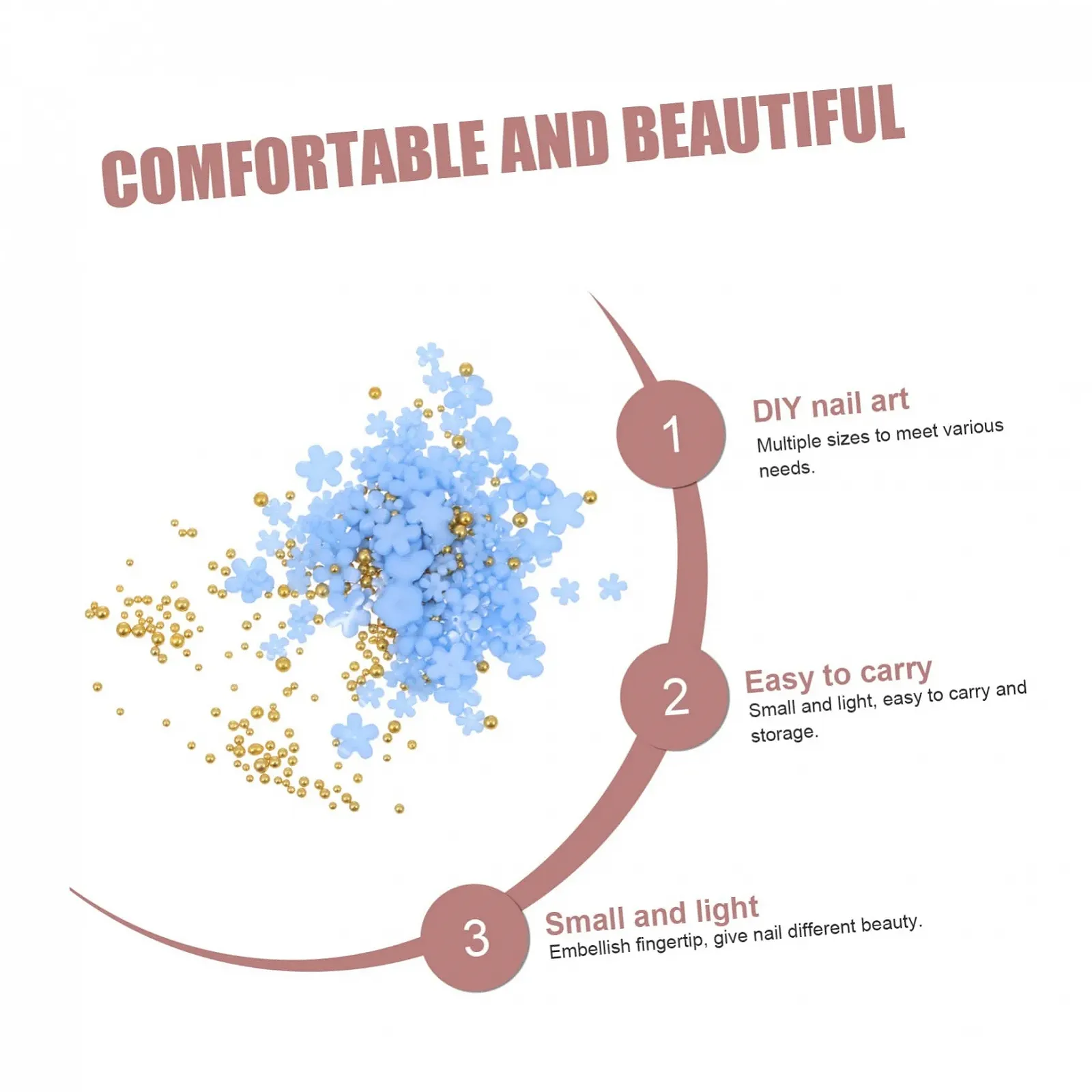 Украшение для ногтей FRCOLOR 3 шт., 2 шт. для ногтей с пятью лепестками, розовый декор, стразы, 3D цветы для ногтей, акриловые украшения для ногтей, акриловые цветы из смолы, фото №5