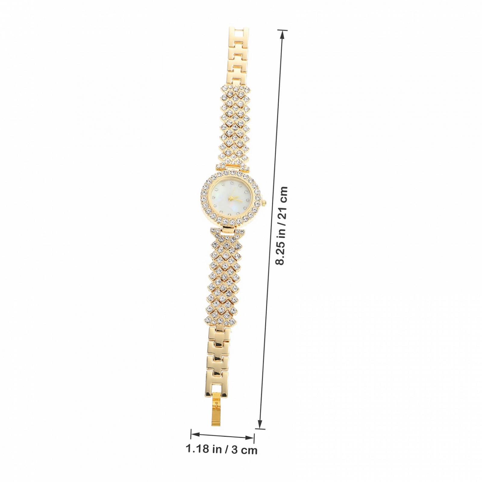 Часы женские PartyKindom Золотые с бриллиантами и стразами, фото №8