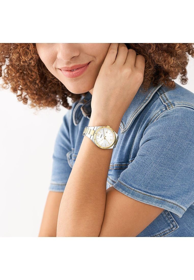 Женские часы Fossil Scarlette 38 мм, кварцевый механизм с тремя стрелками и датой, браслет из нержавеющей стали, фото №2