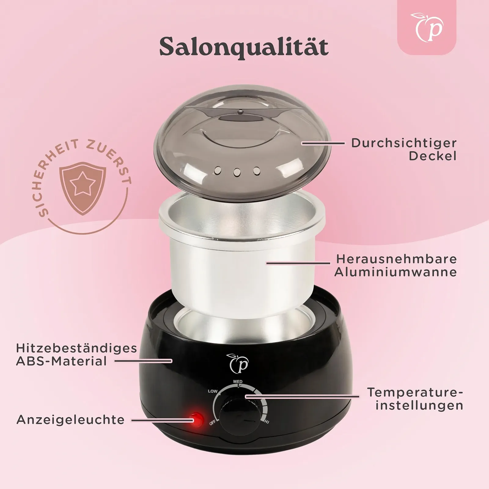 Воскоплав PeachBeauty Professional Electric с восковыми гранулами 100 г, 10 деревянными шпателями и алюминиевой чашей, фото №6 Воскоплав PeachBeauty Professional Electric с восковыми гранулами 100 г, 10 деревянными шпателями и алюминиевой чашей, фото №6