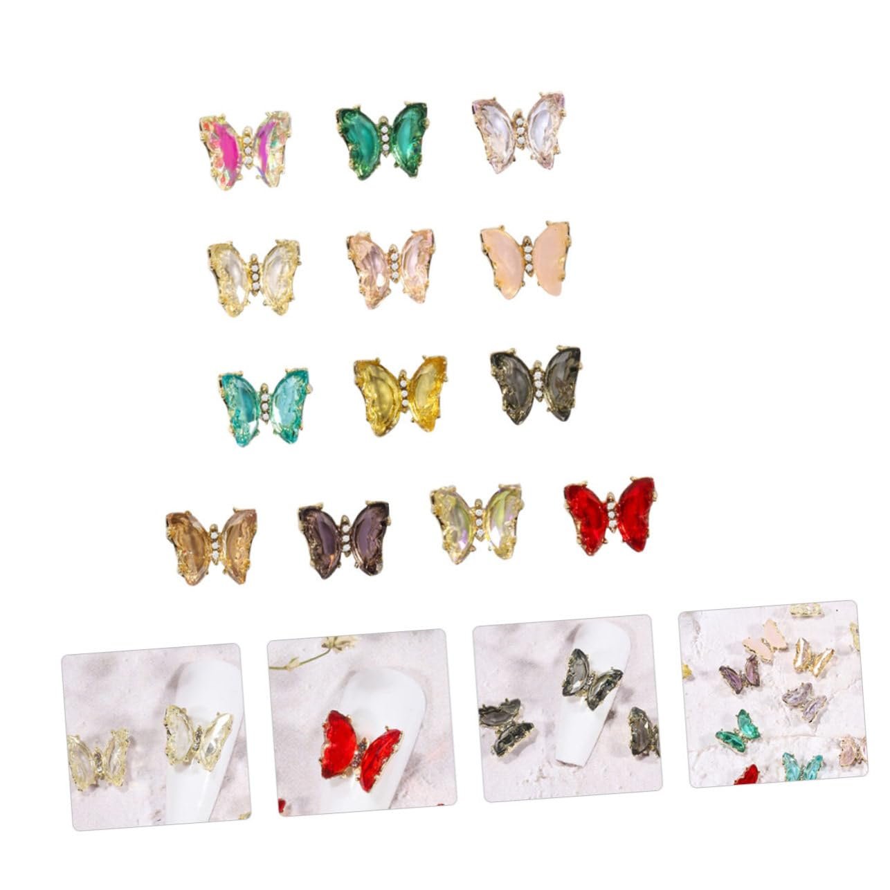 Украшение для ногтей Бабочки PLAFOPE 13 шт. Аксессуары для DIY маникюра из циркониевого материала, фото №2
