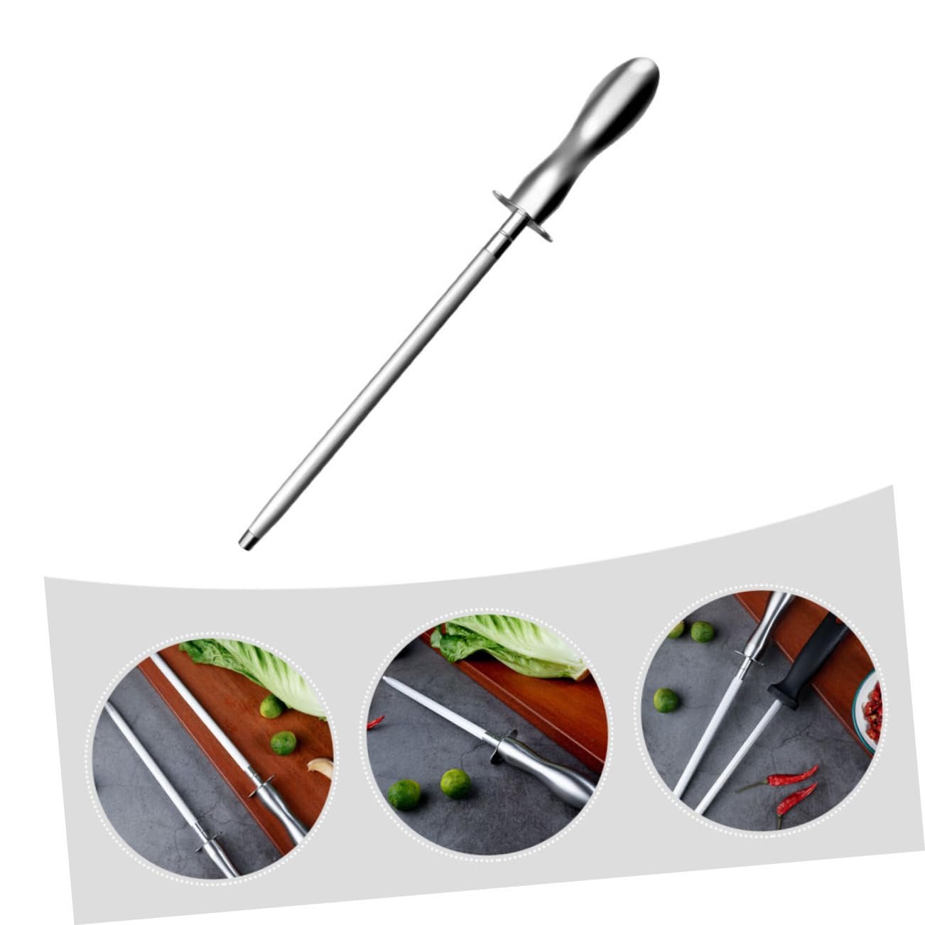 Мусат Zerodeko сталевий з ергономічною ручкою для кухонних ножів та інструментів, фото №7