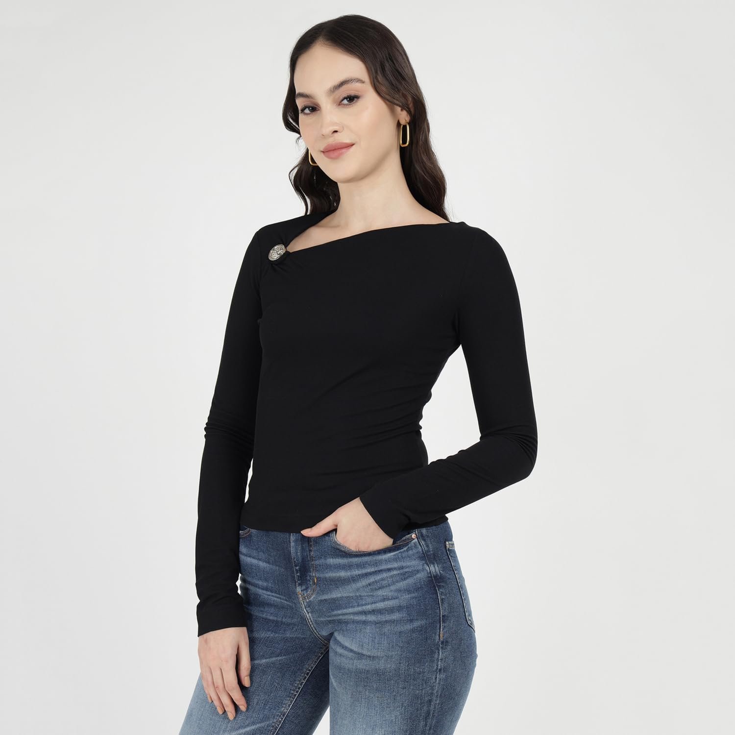 Жіночий лонгслів GUESS - Febe Top - Чорний - S, фото №4