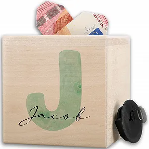 Скарбничка дерев’яна Initials Personalised з ініціалом Wood - Фото 1