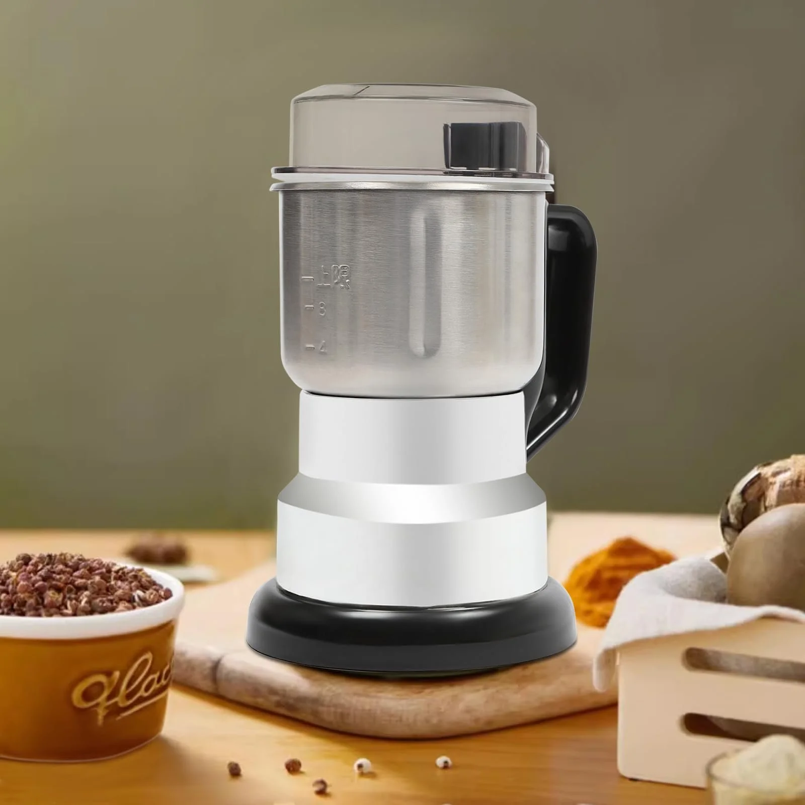 Кавомолка електрична 300 Вт Багатофункціональна з нержавіючої сталі 201 Подрібнювач кави та спецій, фото №2