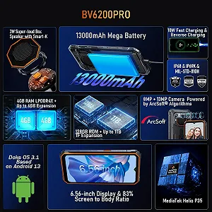 Смартфон Blackview BV6200 Pro 8GB/128GB Black synthetic.ua - Фото 1