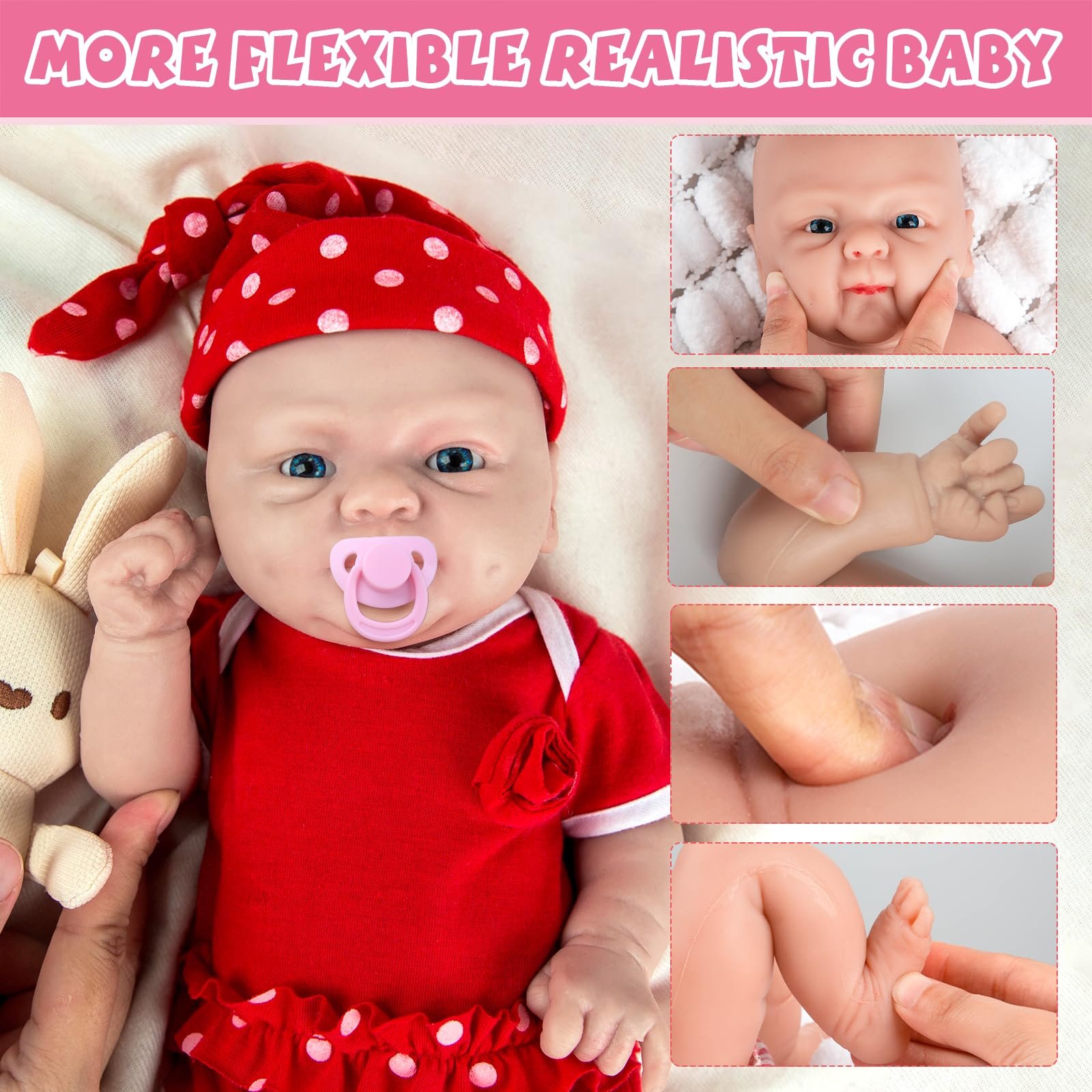 Кукла-реборн IVITA WG1515, полностью силиконовая, новорожденная, может есть пустышку, фото №3