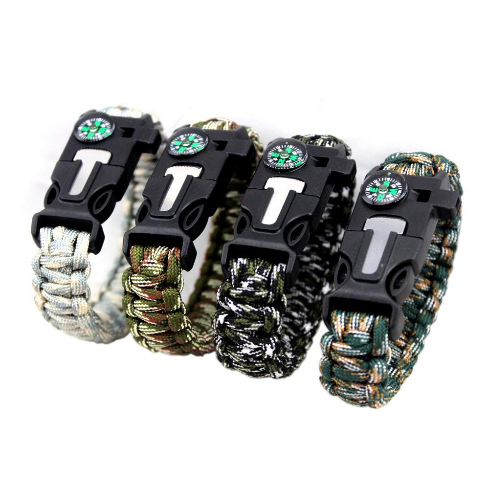 Браслет Paracord YzoTek Survival, камуфляжний, 5 в 1, компас, кресало, скребок, свисток, нейлон, фото №6