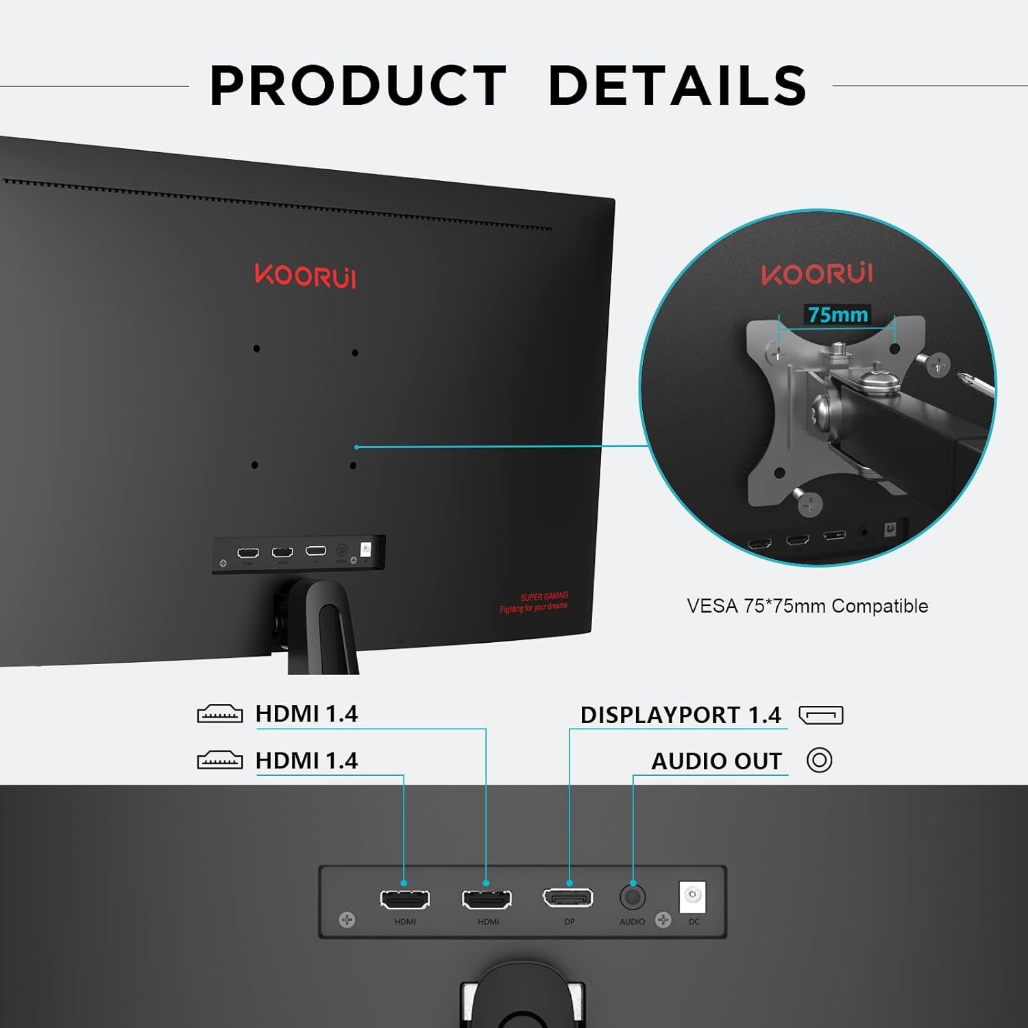 Монітор 24" KOORUI 24N5CA Full HD VA 165 Гц, фото №4
