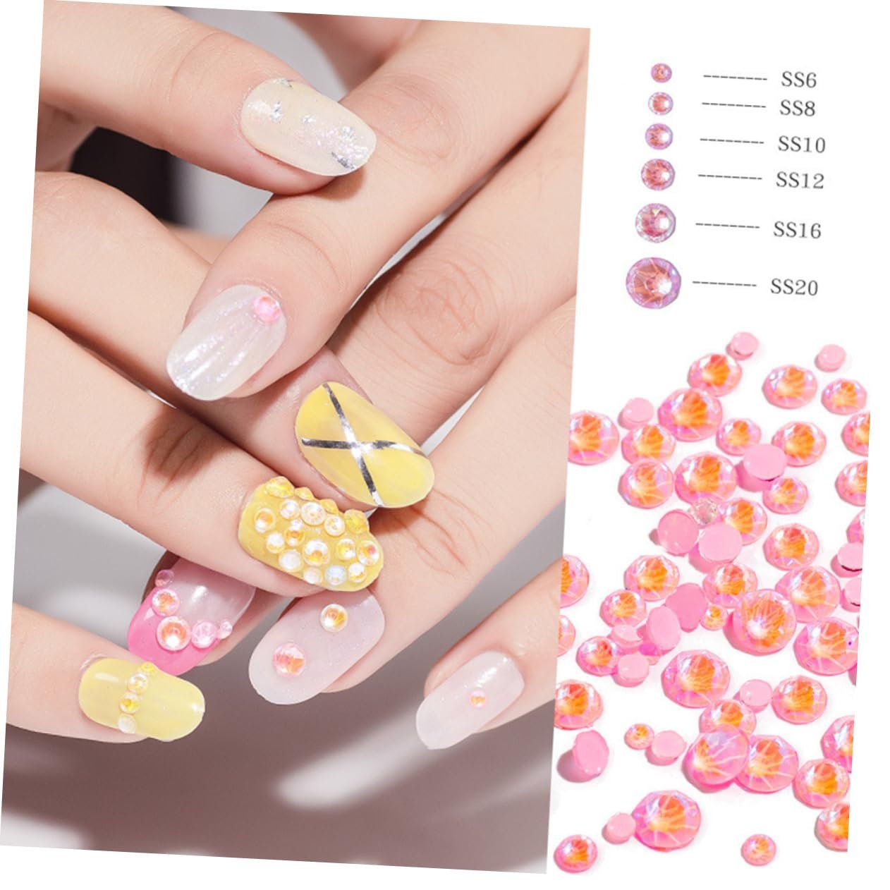 Стразы для ногтей MAGICLULU, 3 упаковки по 6 шт., 3D украшения для ногтей, самоклеящиеся стразы, рождественские украшения для ногтей, украшения для маникюра, стеклянные плоские стразы, дрель для ногтей, украшения из камней для ногтей, фото №9