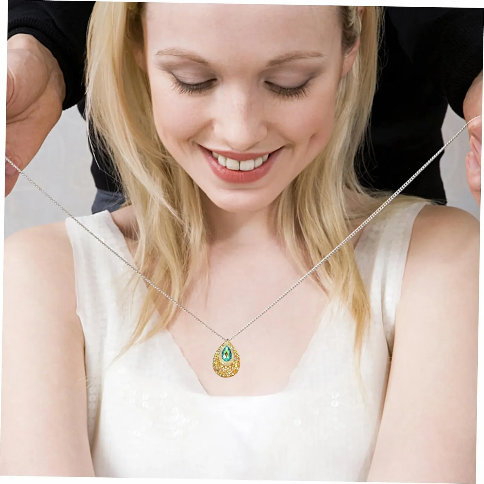 Стрази Плоскі SEWACC Крапля води Смола 18x13мм Синьо-жовтий 100 шт., фото №2