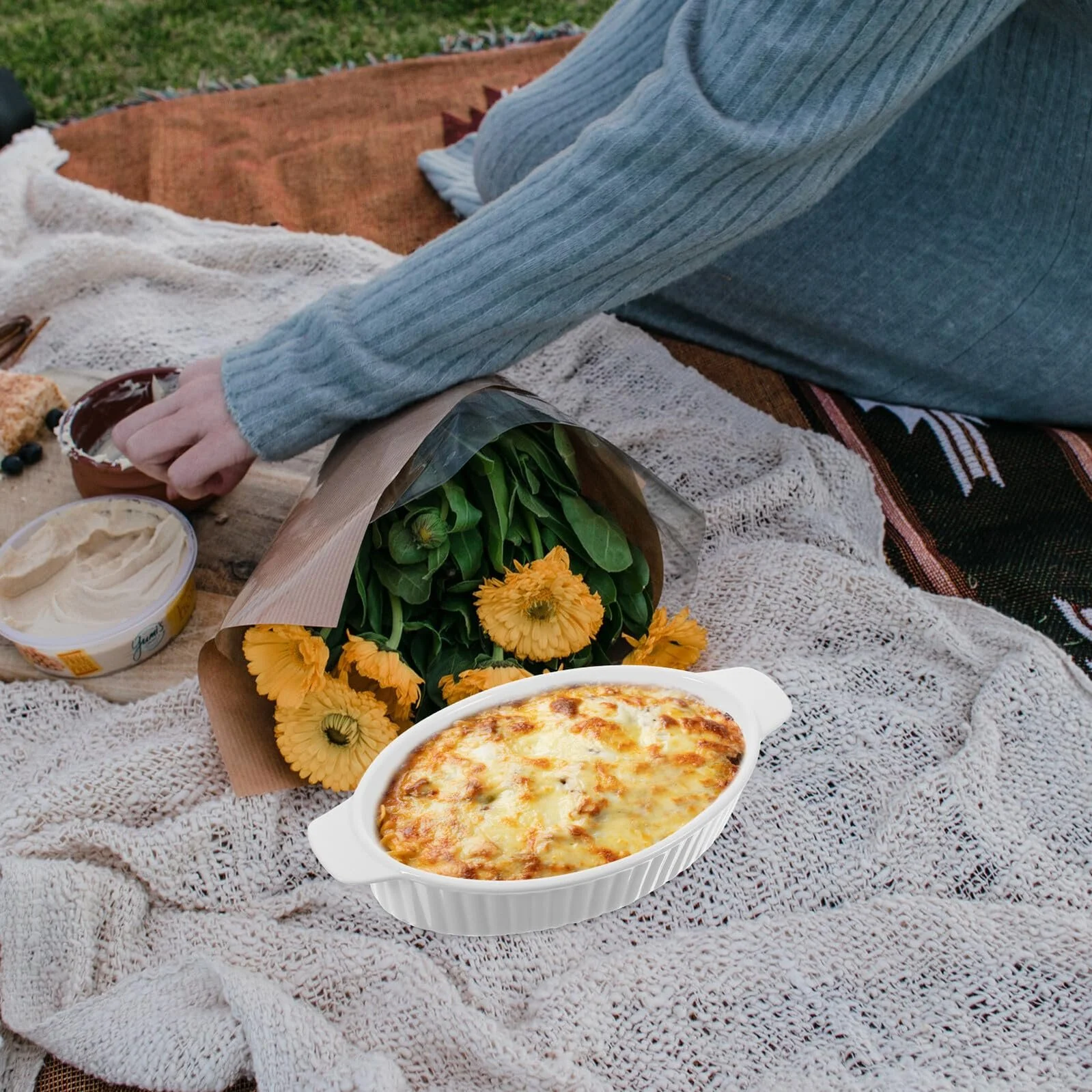 Форма для запікання VANZACK керамічна овальна з двома ручками термостійка, фото №4