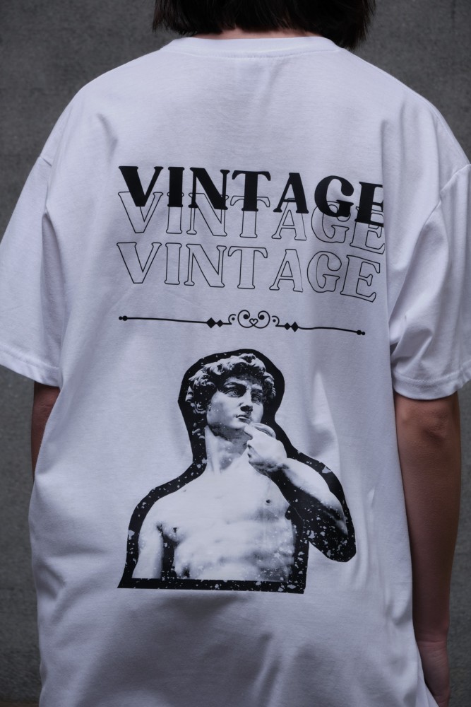 Оверсайз футболка з принтом Without vintage white, фото №6