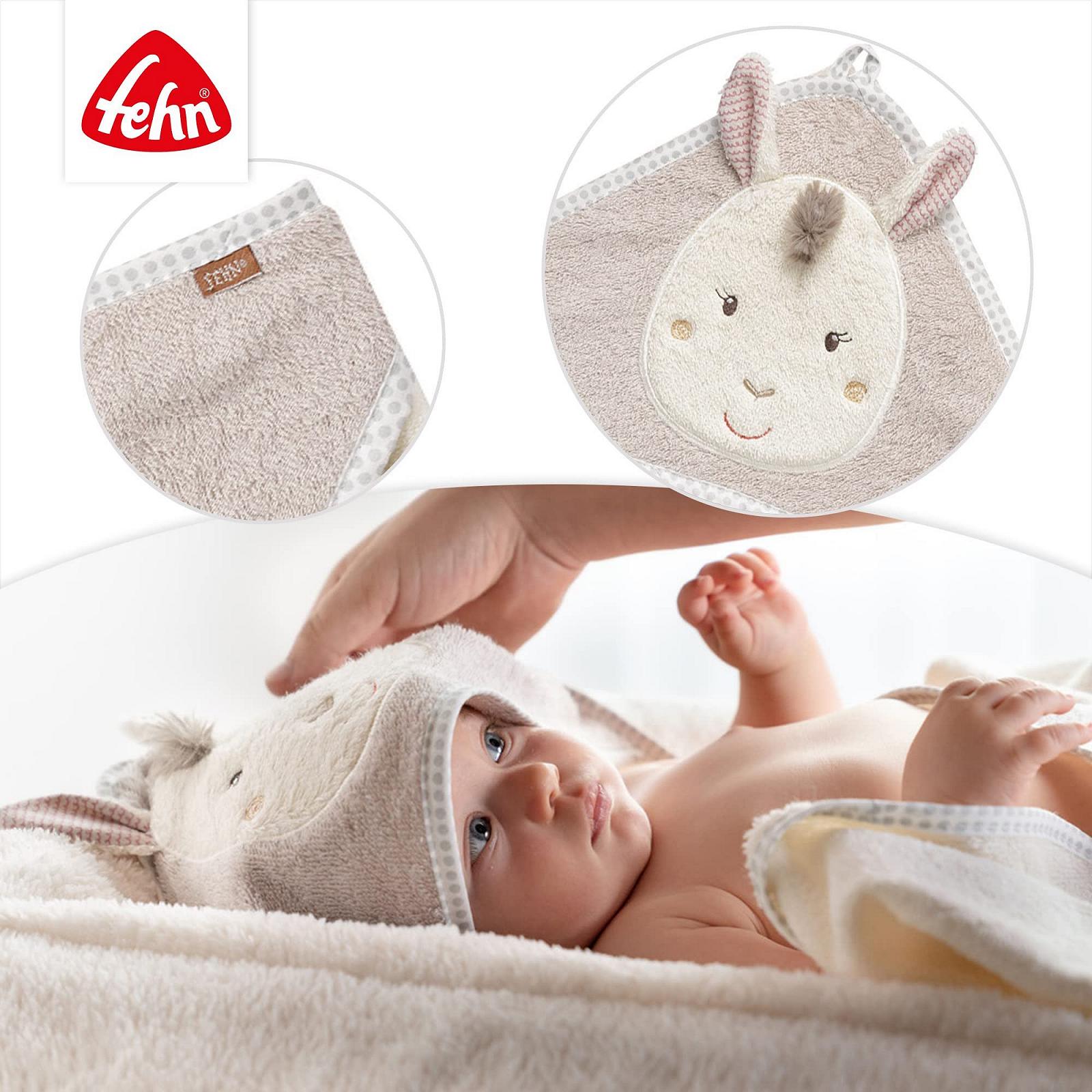 Полотенце для ванной с капюшоном Fehn BabyLove Серия Lama Модель 397086 С рисунком овцы Размеры: 80 x 80 см Цвет: Lama, фото №3
