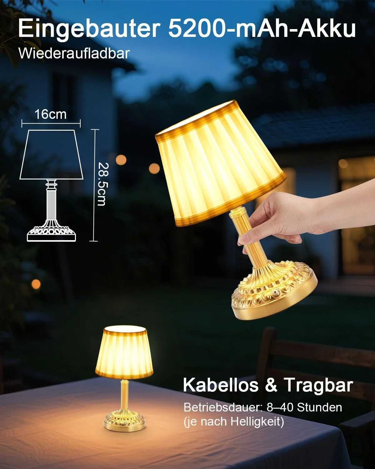 Настільна лампа Rechargeable Wireless 5200 mAh Small Battery Portable Dimmable Touch 2 шт., фото №4