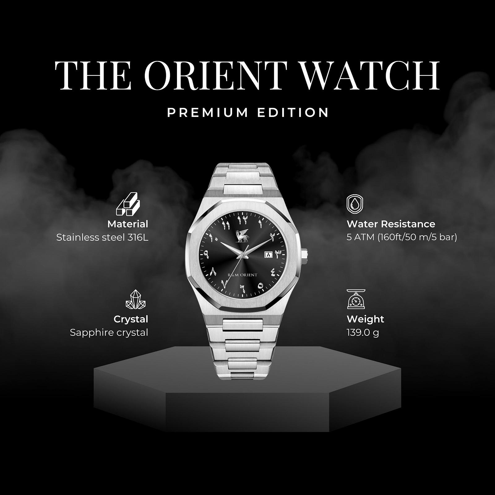 Годинник R&M ORIENT Чоловічий Арабські Цифри Нержавіюча Сталь Аналоговий Кварцевий Сапфірове Скло Великий Дизайнерський Модний Водонепроникний З Арабським Календарем, фото №2 Годинник R&M ORIENT Чоловічий Арабські Цифри Нержавіюча Сталь Аналоговий Кварцевий Сапфірове Скло Великий Дизайнерський Модний Водонепроникний З Арабським Календарем, фото №2