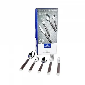Набір столових приборів Villeroy & Boch Play! Chocolate Brown на 6 персон, 30 предметів, нержавіюча сталь, коричнева пластикова ручка synthetic.ua - Фото 1