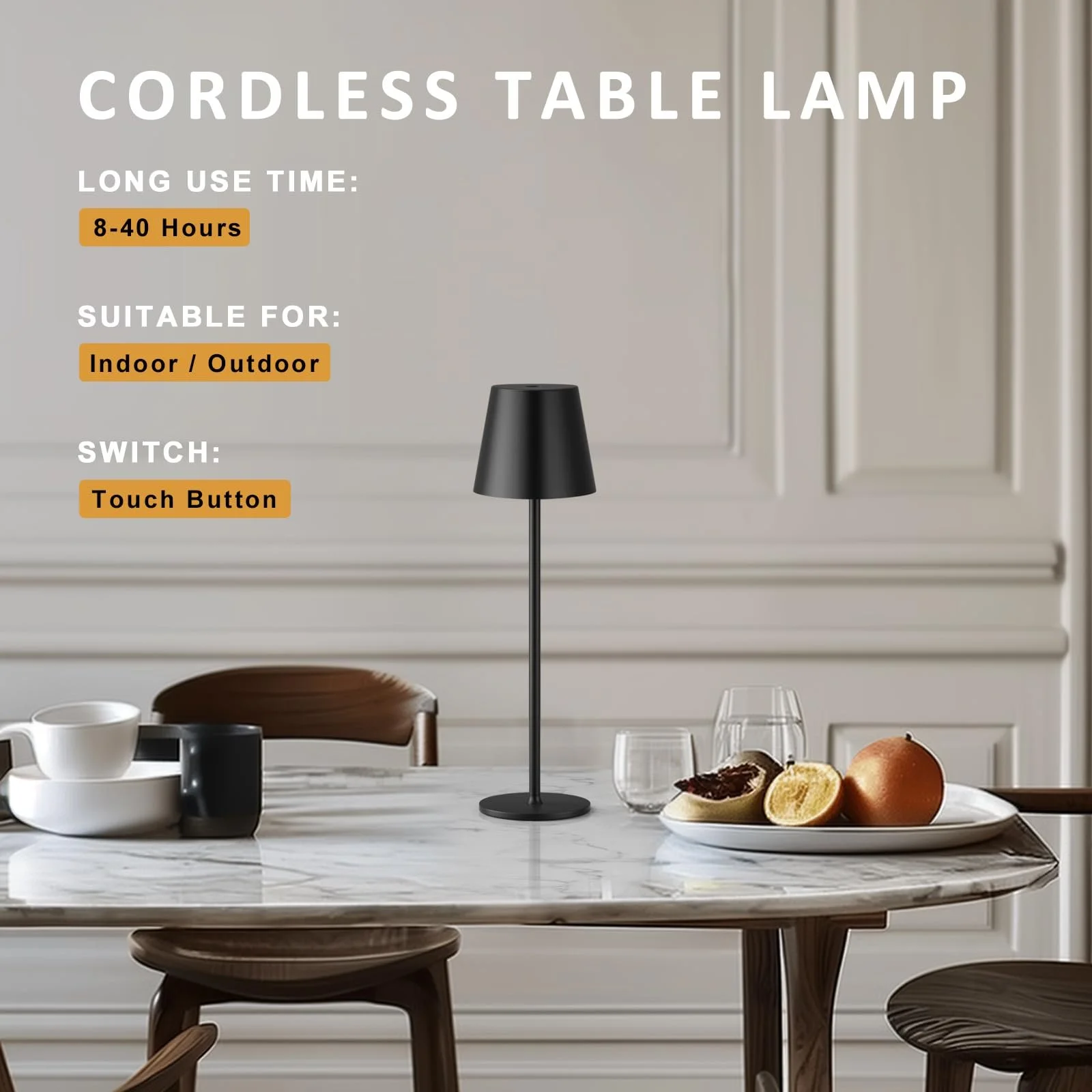 Настільна лампа PreeOtti бездротова акумуляторна сенсорна 3 режими яскравості 5000 мАг USB-C трикутний плафон Рело, фото №3