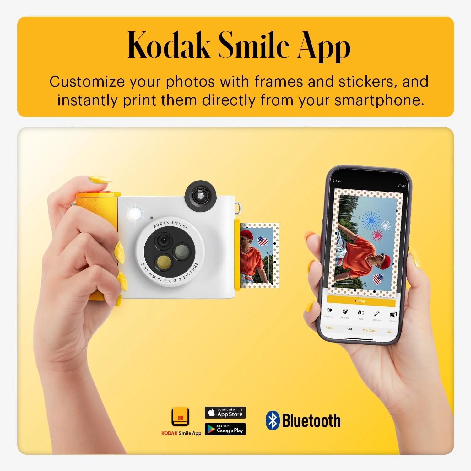 Цифровая камера мгновенной печати и фотопринтер Kodak Smile+ 10 МП Bluetooth Zinc 2x3" White, фото №4