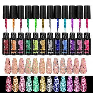 Гель-лак Mihauuke Glitzer, 12 цветов, набор для маникюра для праздничного сезона, отпуска, летней вечеринки, художественного дизайна - Фото 1