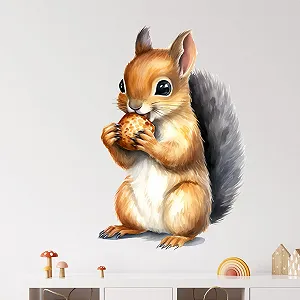 Наклейка на стіну GRAZDesign Squirrel Nut Forest Animals Self-Adhesive 75 x 50 см synthetic.ua - Фото 1
