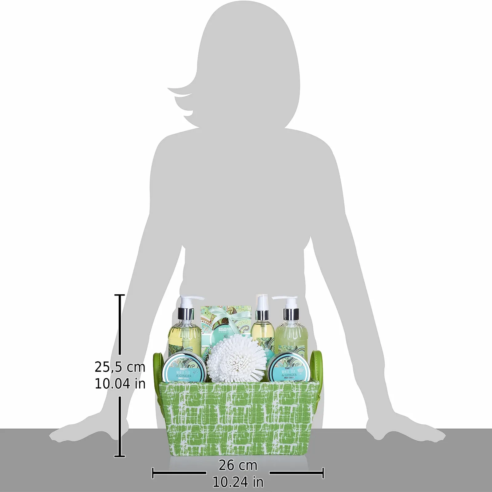 Набір для ванни BRUBAKER Cosmetics "White Tea & Ginger" з 8 предметів у кошику, фото №7