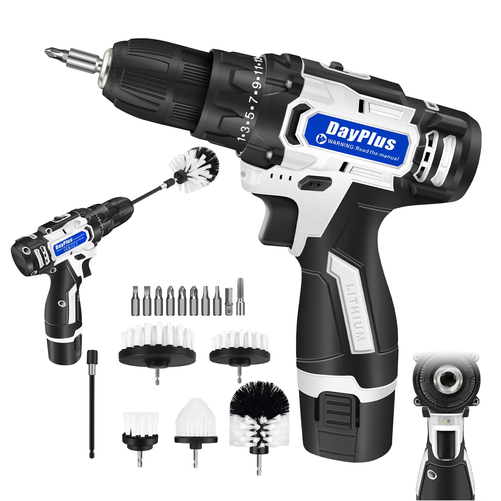 Шурупокрут Mini 45 Nm 25 + 1 налаштування крутного моменту з акумулятором 1500 мАг та швидким зарядним пристроєм, набір з 10 свердел, фото №1