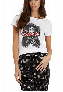 Футболка Guess жіноча з короткими рукавами, круглий виріз ADV, білий комбінований synthetic.ua - Фото 1
