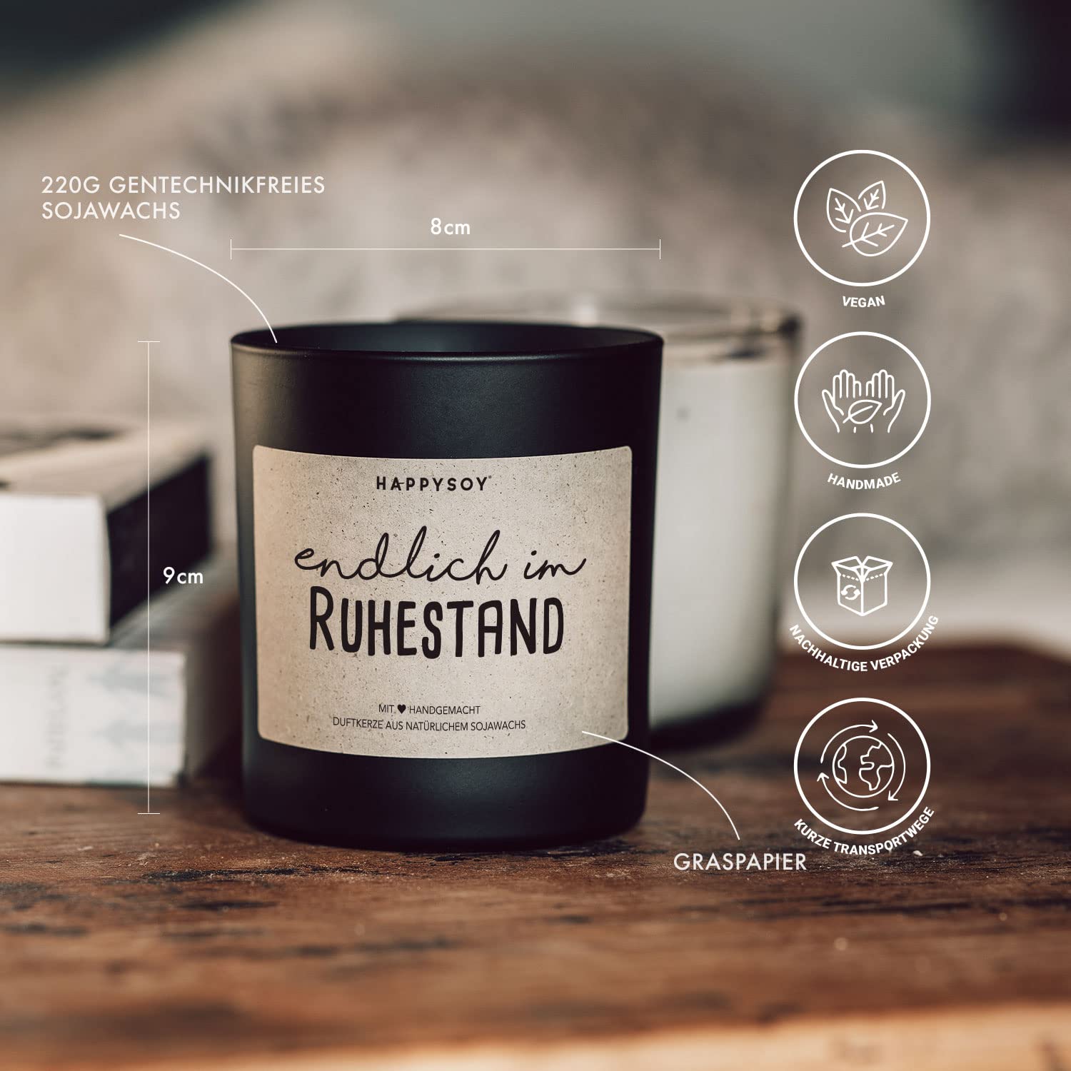 Свічка Aromatized Happysoy Скляна Soy – Зроблено з сої Фраза, фото №4