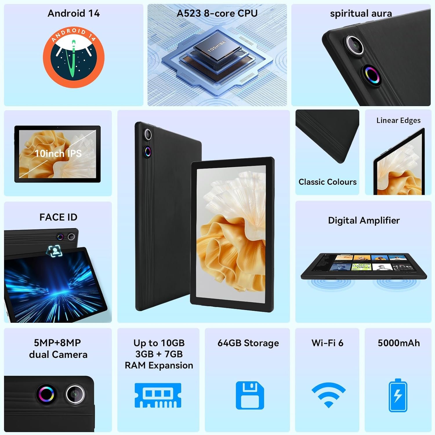 Планшет 10.1" HotLight A10 3+7/64Gb 8 ядер Android 14 5000 mAh Черный, фото №2
