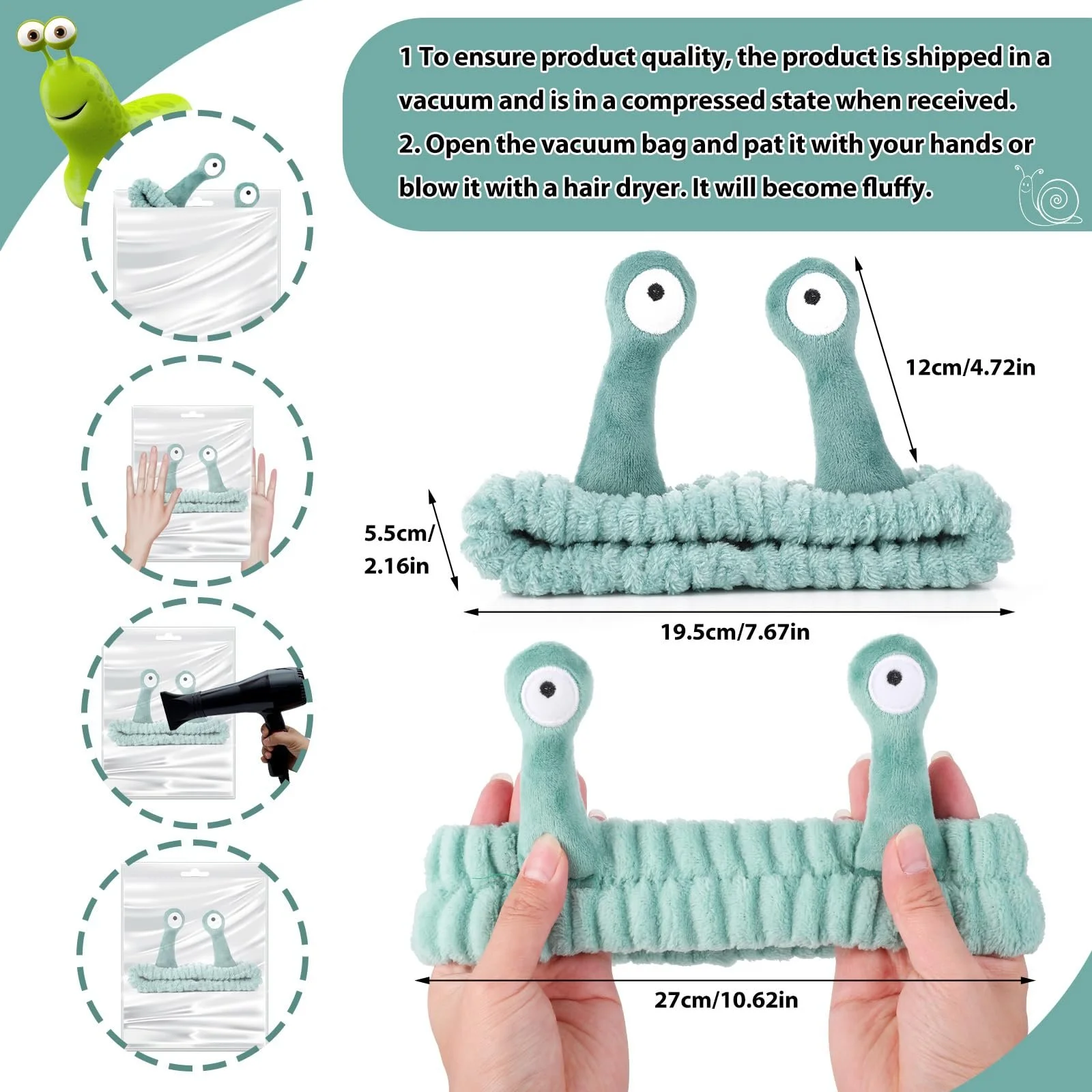 Пов'язка на голову Molain для вмивання обличчя, спа-пов'язка, фото №2