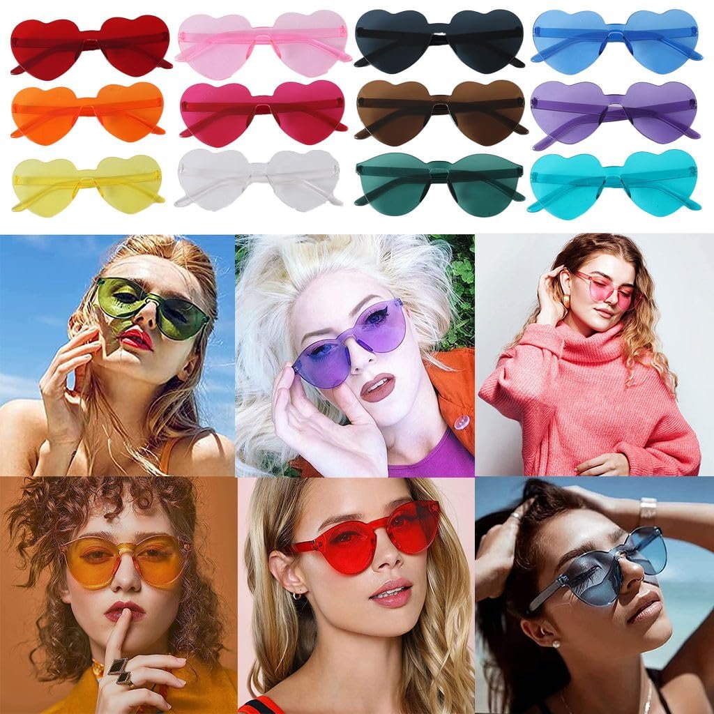 Сонцезахисні окуляри Без оправи у формі серця FALGXYY Прозорі кольорові серцеподібні, фото №4