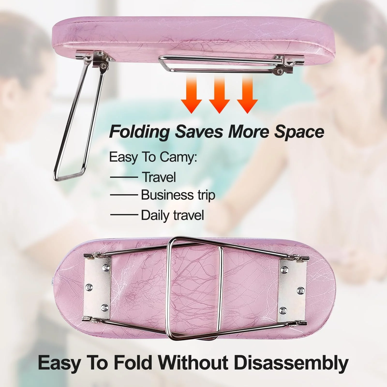 Подушка-підставка для рук М'яка Шкіряна Знімна Водонепроникна Рожева, фото №4