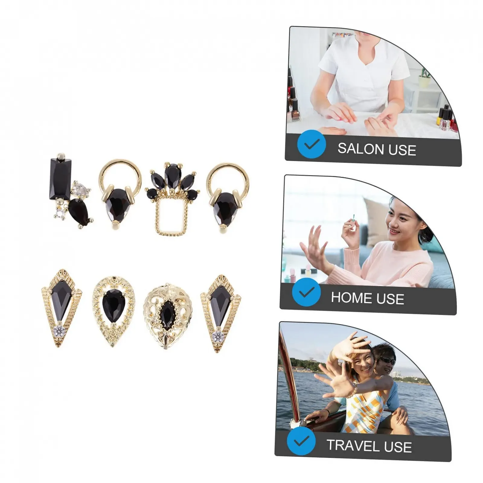 Прикраса для нігтів Zircon POPETPOP Набір. Чорний, фото №2