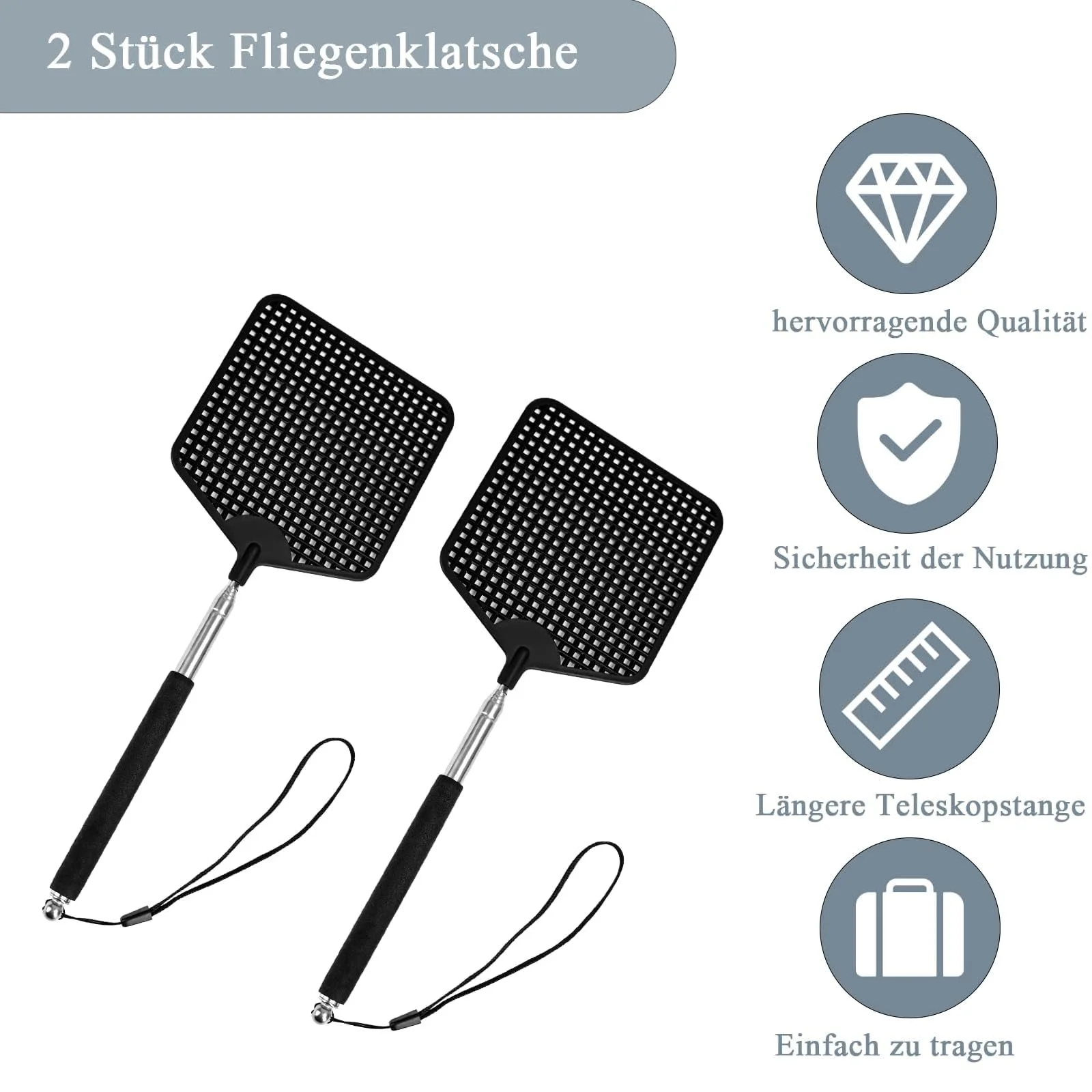 Мухобійка телескопічна Pack of 2 NISENTIA, фото №3