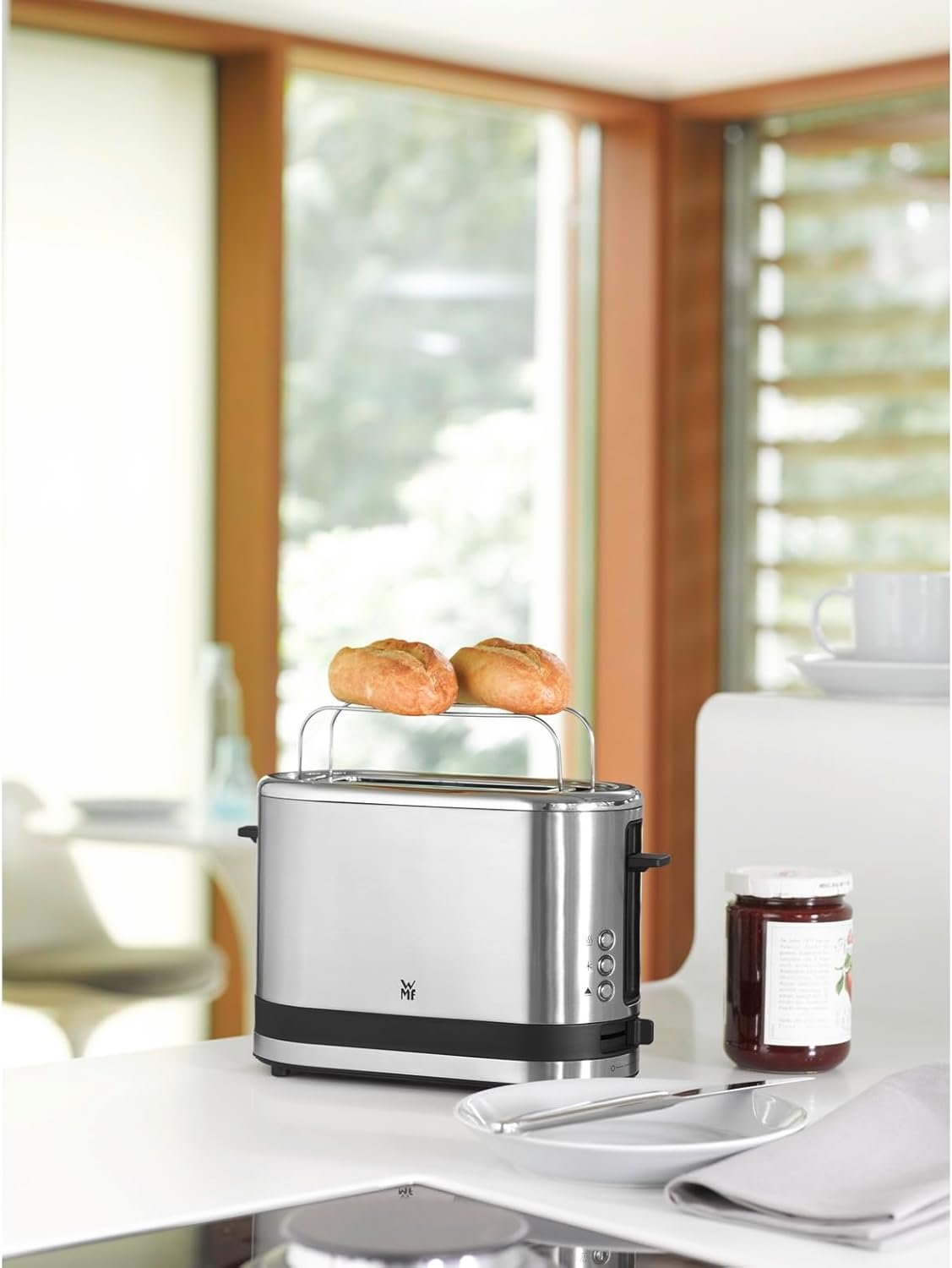 Тостер WMF KITCHEN minis 0414100011 / насадка для булочек / 7 уровней поджаривания / защита от перегрева / 600 Вт / Серебристый, фото №8