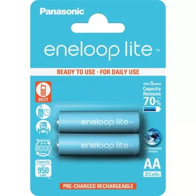 Аккумулятор PANASONIC Eneloop Lite AA 950mAh NI-MH * 2 (BK-3LCCE/2BE), фото №1